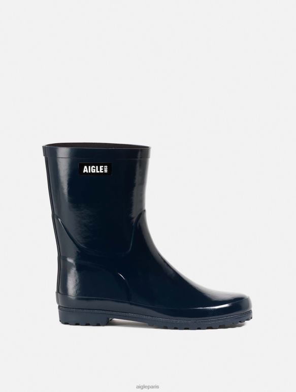 femmes Marin Aigle botte de pluie vernie à la cheville bottes 2F486538