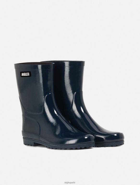 femmes Marin Aigle botte de pluie vernie à la cheville bottes 2F486538