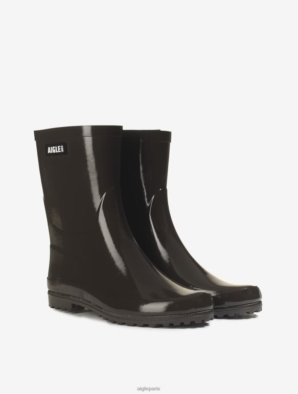 femmes cacao Aigle botte de pluie vernie à la cheville bottes 2F486517