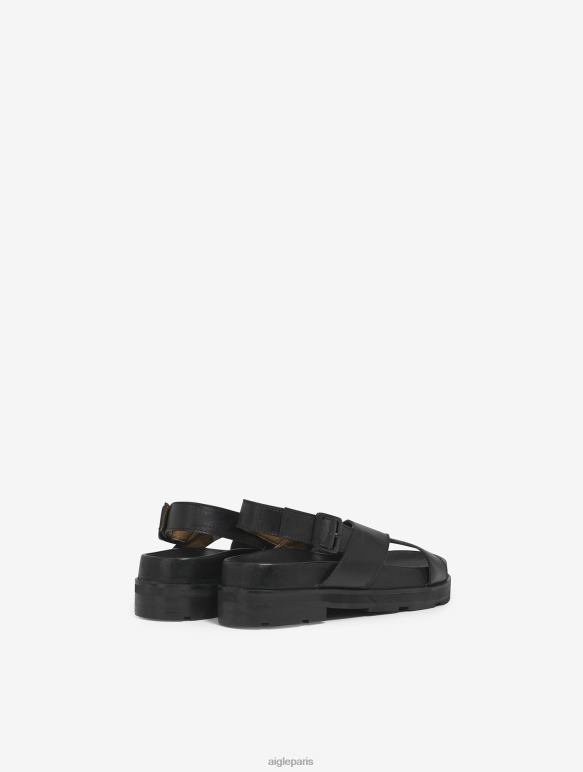 femmes noir Aigle sandale en cuir élégante chaussures 2F486623