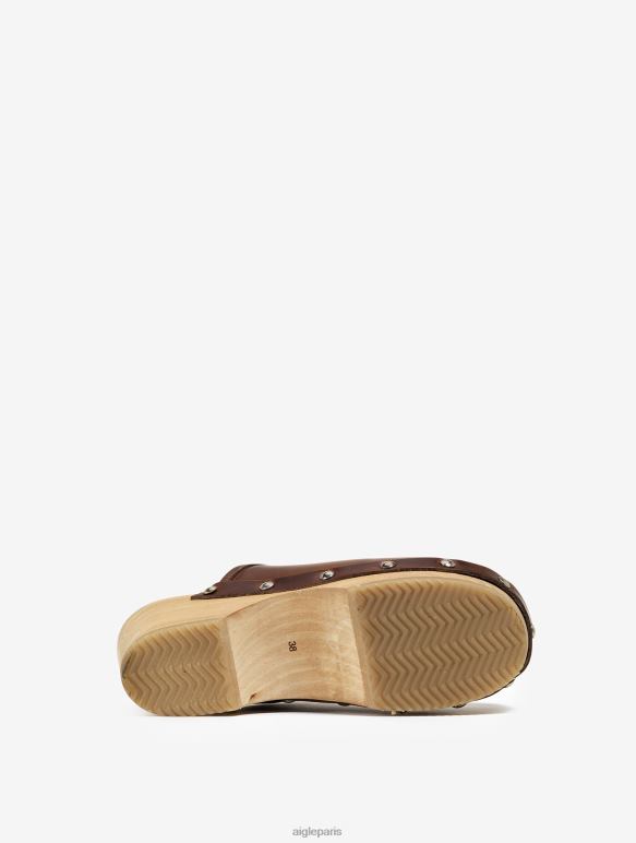 femmes Bourbon Aigle sabot en cuir et bois chaussures 2F486630