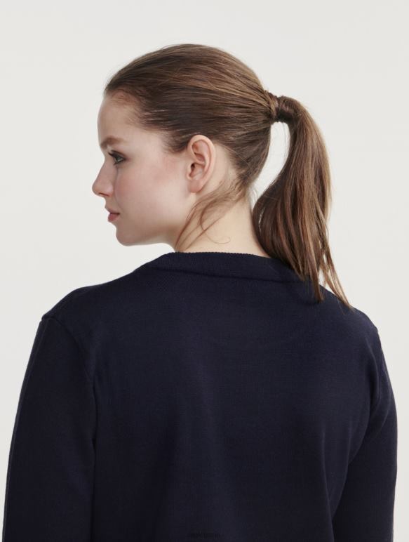 femmes Empire Aigle pull ras du cou en laine mérinos vêtements 2F486593