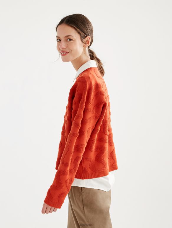 femmes goji Aigle pull col rond avec jacquard vermiculé vêtements 2F486532