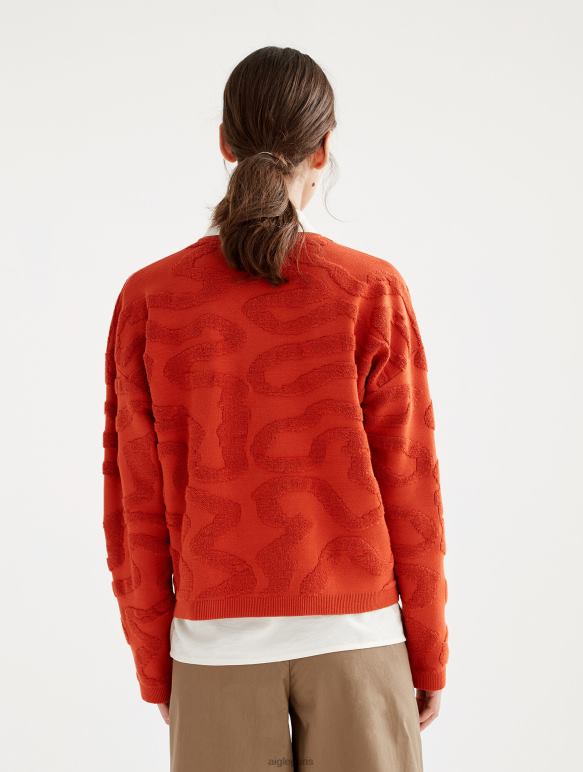 femmes goji Aigle pull col rond avec jacquard vermiculé vêtements 2F486532