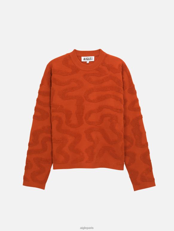 femmes goji Aigle pull col rond avec jacquard vermiculé vêtements 2F486532