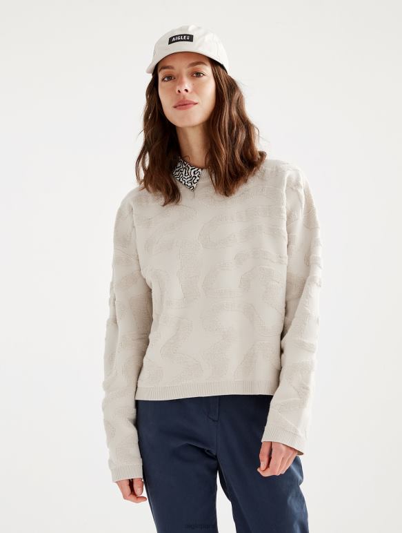 femmes martre Aigle pull col rond avec jacquard vermiculé vêtements 2F486542