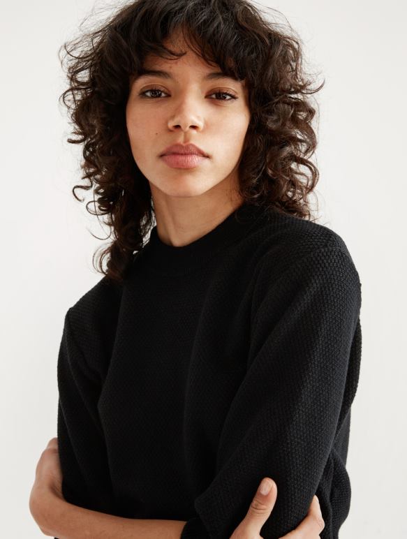 femmes noir Aigle pull à manches courtes avec maille décorative vêtements 2F486460