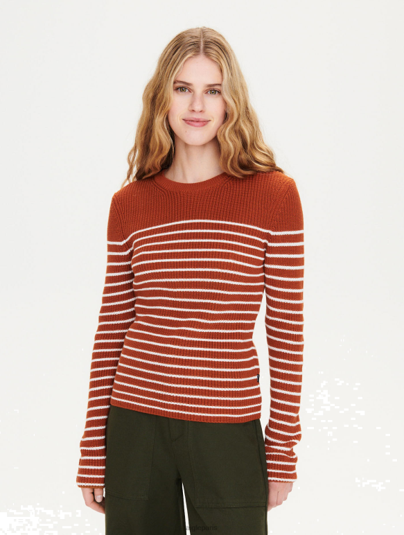 femmes st brun doré Aigle pull marinière en coton bio vêtements 2F486656