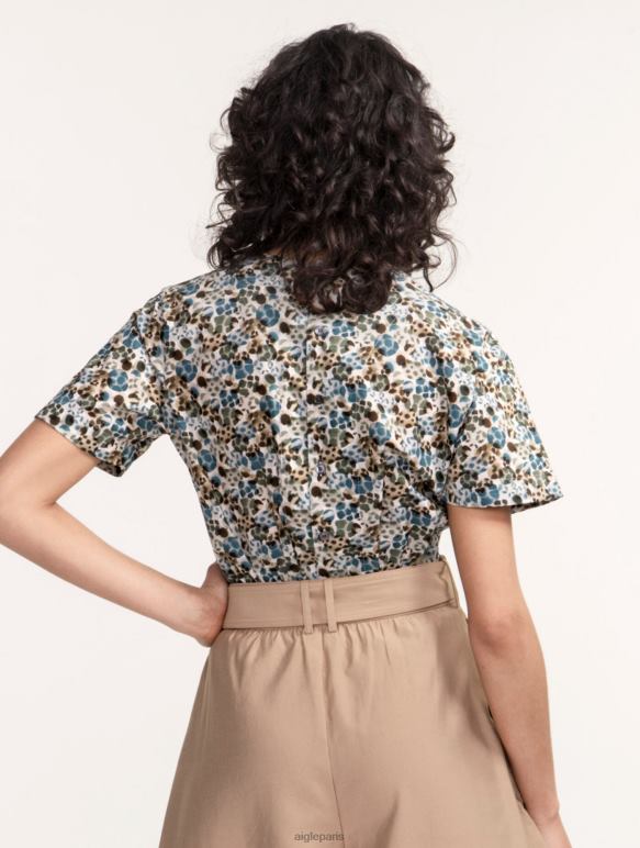 femmes bleu tempête pr Aigle chemisier liberty london à manches courtes vêtements 2F486553