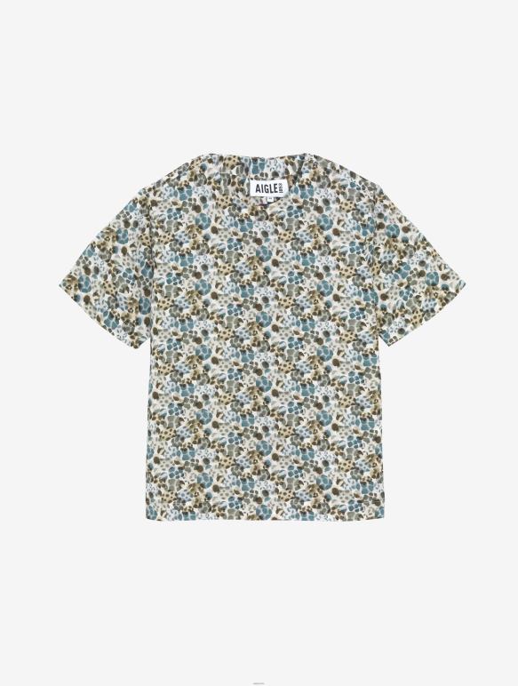 femmes bleu tempête pr Aigle chemisier liberty london à manches courtes vêtements 2F486553