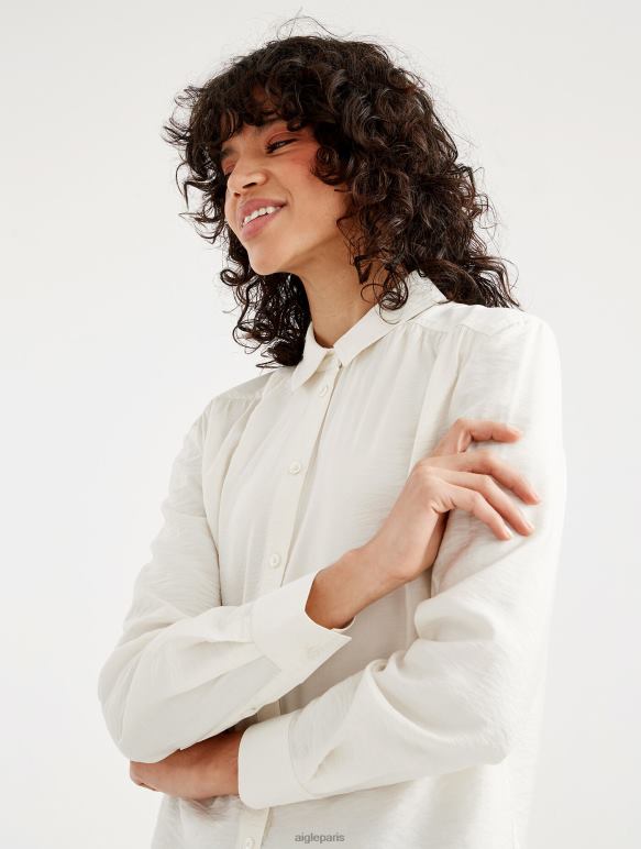 femmes lait Aigle chemise à manches longues froncée aux épaules vêtements 2F486559