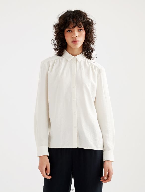 femmes lait Aigle chemise à manches longues froncée aux épaules vêtements 2F486559