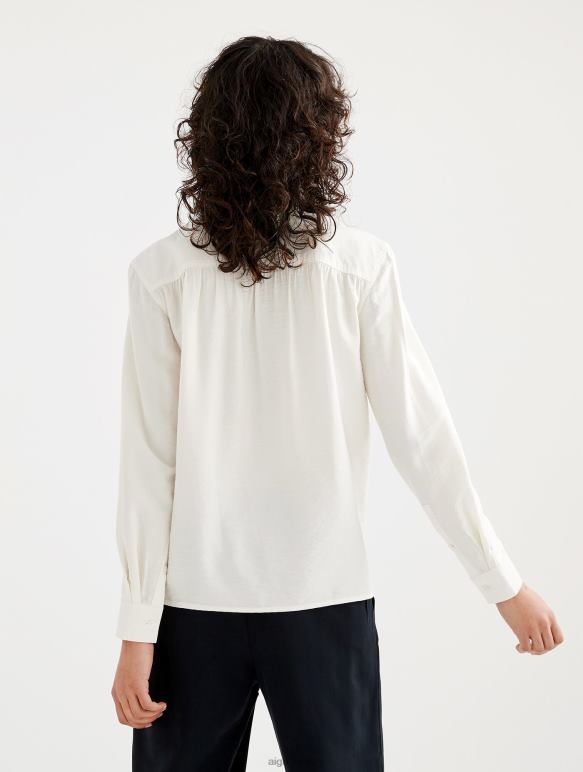 femmes lait Aigle chemise à manches longues froncée aux épaules vêtements 2F486559