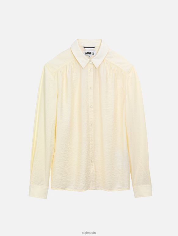 femmes lait Aigle chemise à manches longues froncée aux épaules vêtements 2F486559