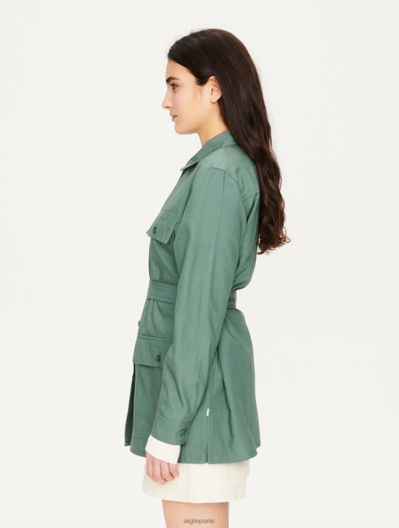 femmes vert gris Aigle surchemise en coton et tencel vêtements 2F486620