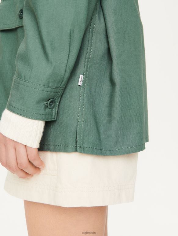 femmes vert gris Aigle surchemise en coton et tencel vêtements 2F486620