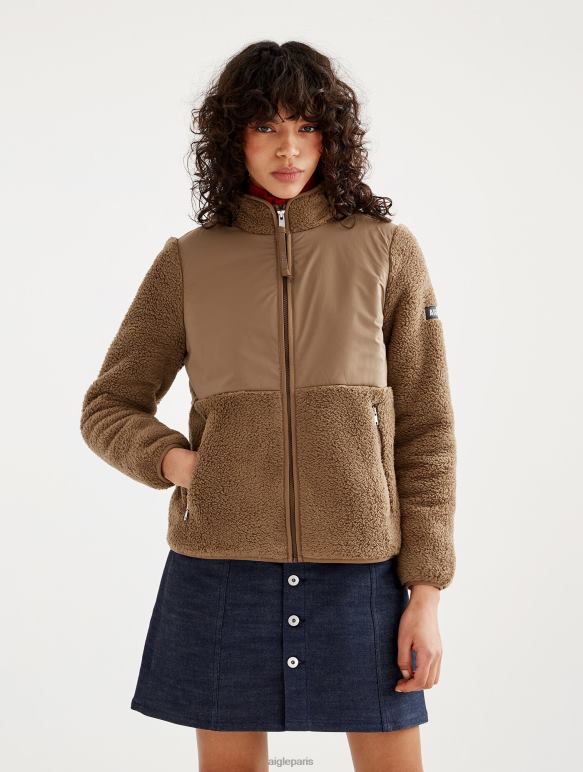 femmes châtaignier je Aigle veste polaire sherpa confortable à fermeture éclair vêtements 2F486579