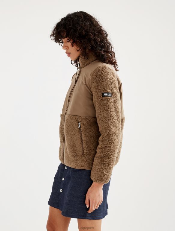 femmes châtaignier je Aigle veste polaire sherpa confortable à fermeture éclair vêtements 2F486579