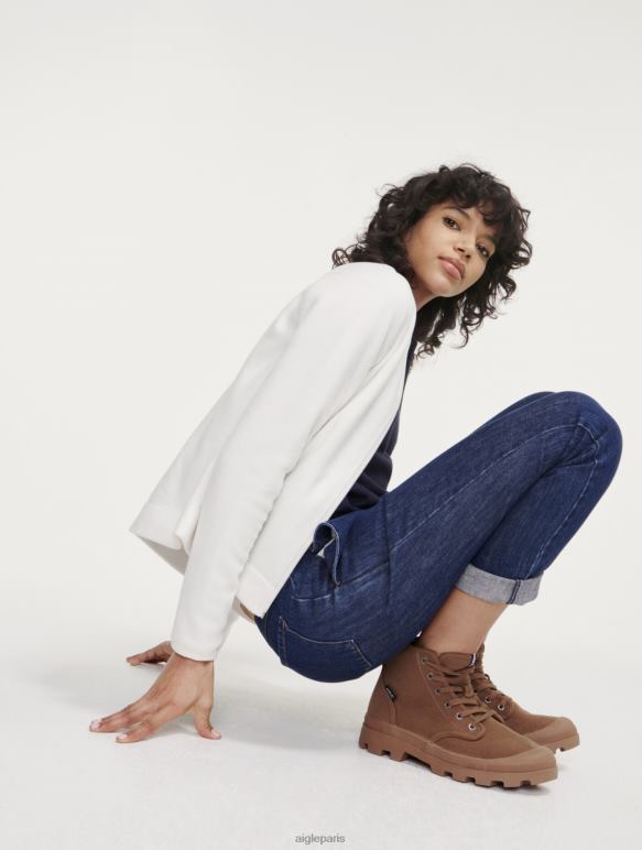 femmes lait Aigle polaire zippée à col rond vêtements 2F486591