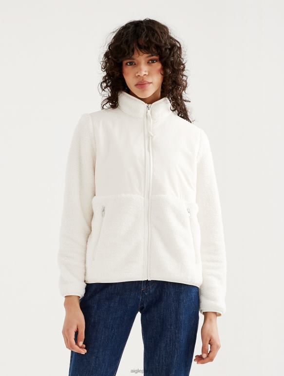 femmes lait je Aigle veste polaire sherpa confortable à fermeture éclair vêtements 2F486577