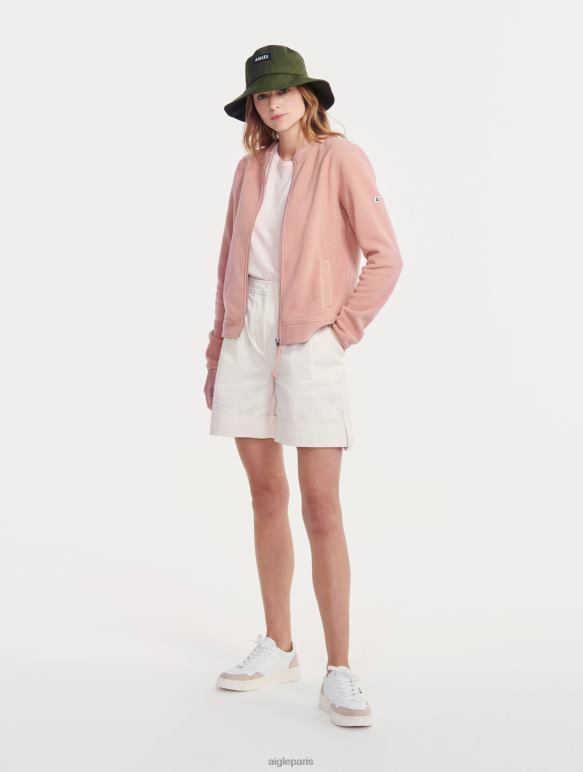 femmes rose brumeuse Aigle polaire zippée à col rond vêtements 2F486589