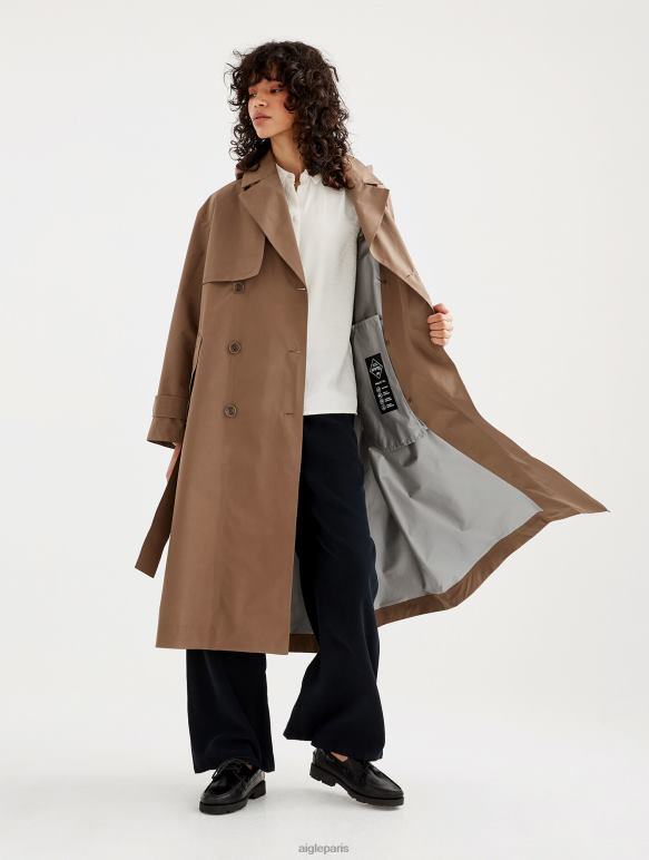 femmes cappuccino Aigle trench long en gore-tex paclite vêtements 2F486431