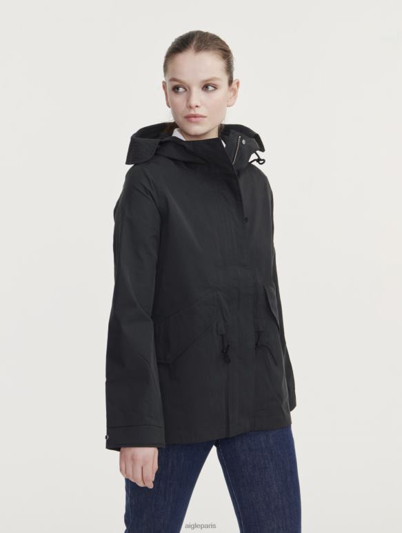 femmes noir Aigle emblématique queue de poisson courte à capuche mtd vêtements 2F486433