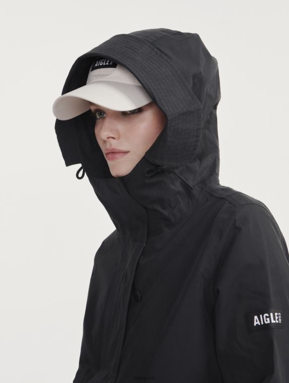 femmes noir Aigle emblématique queue de poisson courte à capuche mtd vêtements 2F486433