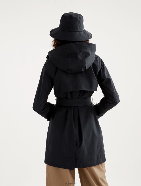 femmes noir Aigle trench-coat court en gore-tex à capuche amovible vêtements 2F486463