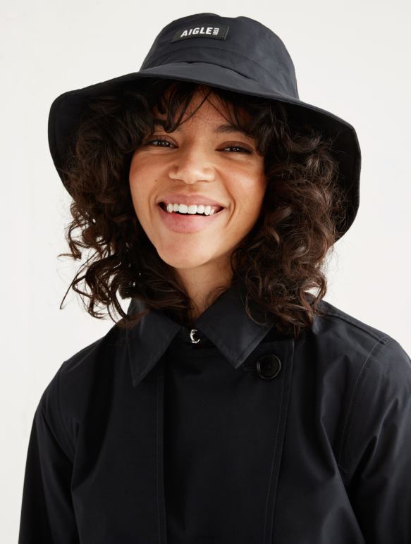femmes noir Aigle trench-coat court en gore-tex à capuche amovible vêtements 2F486463