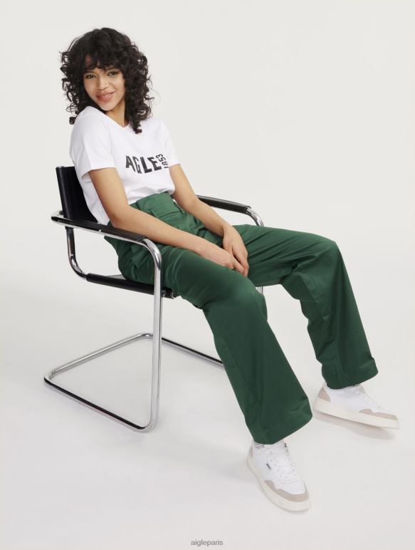 femmes botanique Aigle pantalon large en sergé de coton vêtements 2F486453