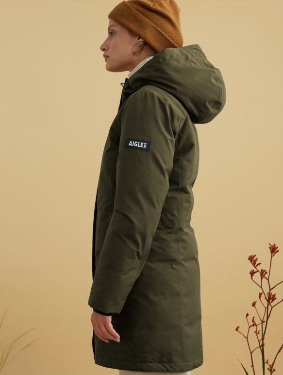 femmes kaki Aigle parka en duvet très chaude et gore-tex vêtements 2F486713