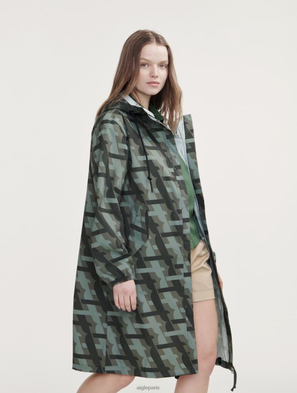 femmes kaki pr Aigle parka mtd à capuche longue imprimée vêtements 2F486466