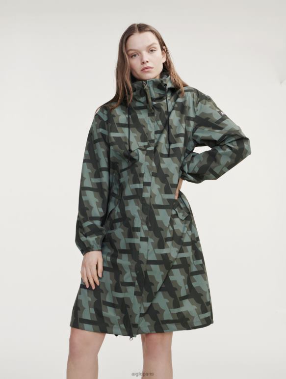 femmes kaki pr Aigle parka mtd à capuche longue imprimée vêtements 2F486466