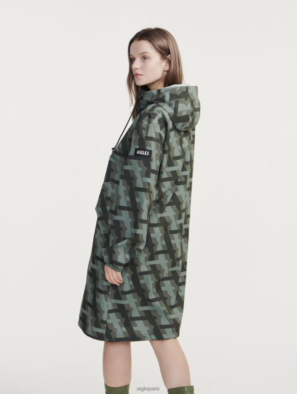 femmes kaki pr Aigle parka mtd à capuche longue imprimée vêtements 2F486466