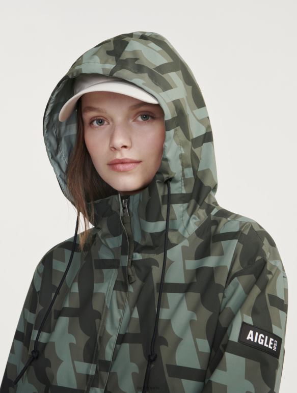 femmes kaki pr Aigle parka mtd à capuche longue imprimée vêtements 2F486466