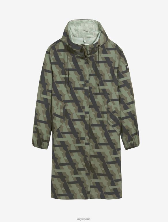 femmes kaki pr Aigle parka mtd à capuche longue imprimée vêtements 2F486466
