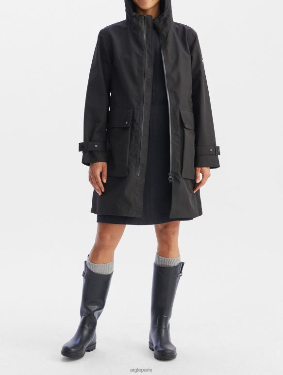 femmes noir Aigle parka longue en gore-tex vêtements 2F486427