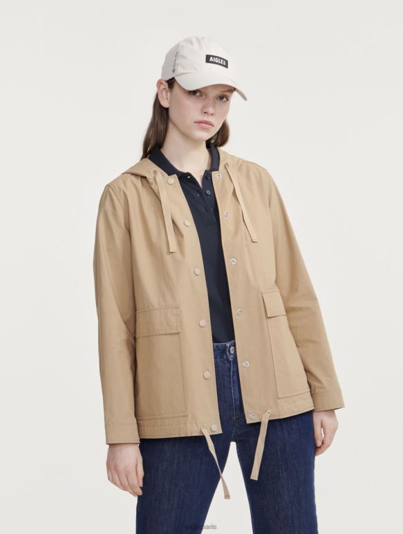femmes osier je Aigle parka courte à capuche gros grain vêtements 2F486477