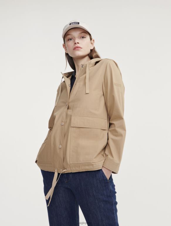 femmes osier je Aigle parka courte à capuche gros grain vêtements 2F486477