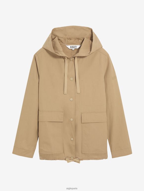 femmes osier je Aigle parka courte à capuche gros grain vêtements 2F486477