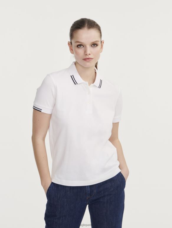 femmes blanc Aigle polo en piqué à manches courtes vêtements 2F486489