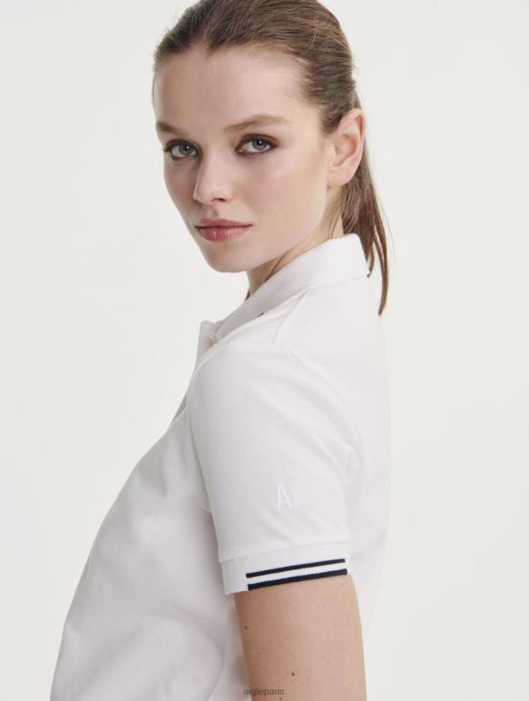 femmes blanc Aigle polo en piqué à manches courtes vêtements 2F486489