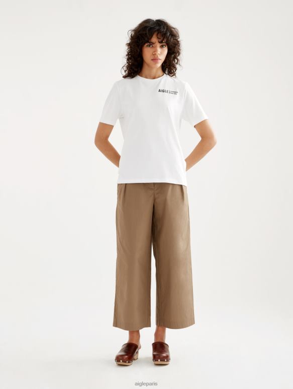 femmes blanc Aigle t-shirt à col rond en coton biologique vêtements 2F486588