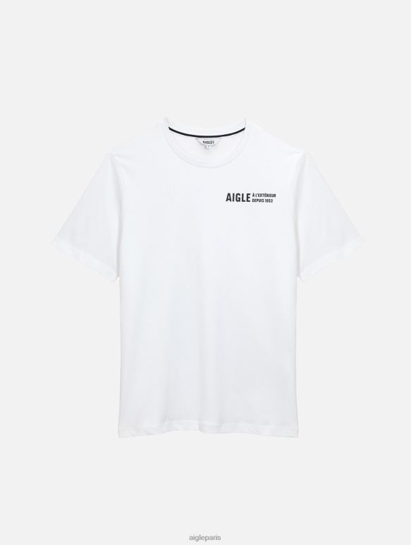 femmes blanc Aigle t-shirt à col rond en coton biologique vêtements 2F486588