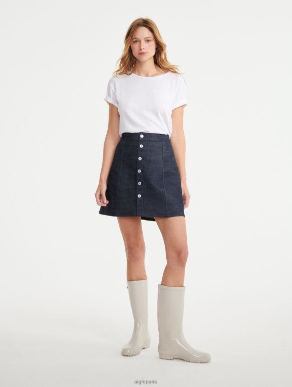 femmes blanc Aigle t-shirt à manches courtes en lin mélangé vêtements 2F486684