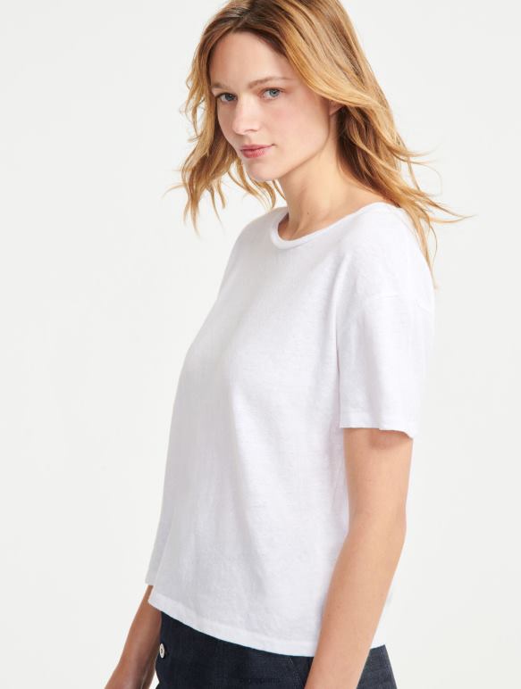 femmes blanc Aigle t-shirt à manches courtes en lin mélangé vêtements 2F486684