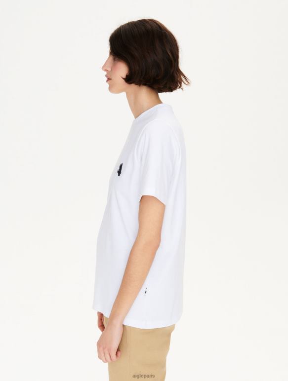 femmes blanc Aigle t-shirt ras de cou à badge logo vêtements 2F486709