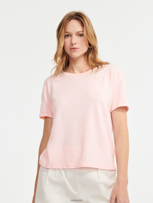 femmes cérisier Aigle t-shirt à manches courtes en lin mélangé vêtements 2F486685
