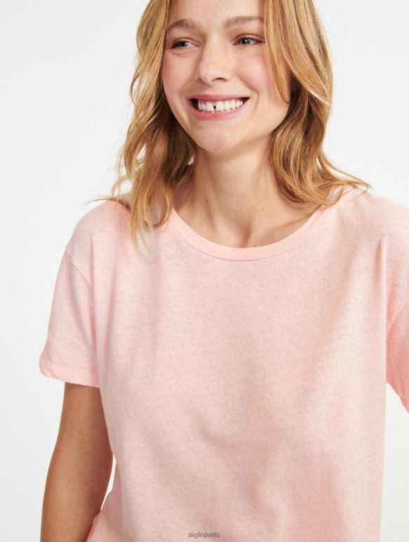femmes cérisier Aigle t-shirt à manches courtes en lin mélangé vêtements 2F486685
